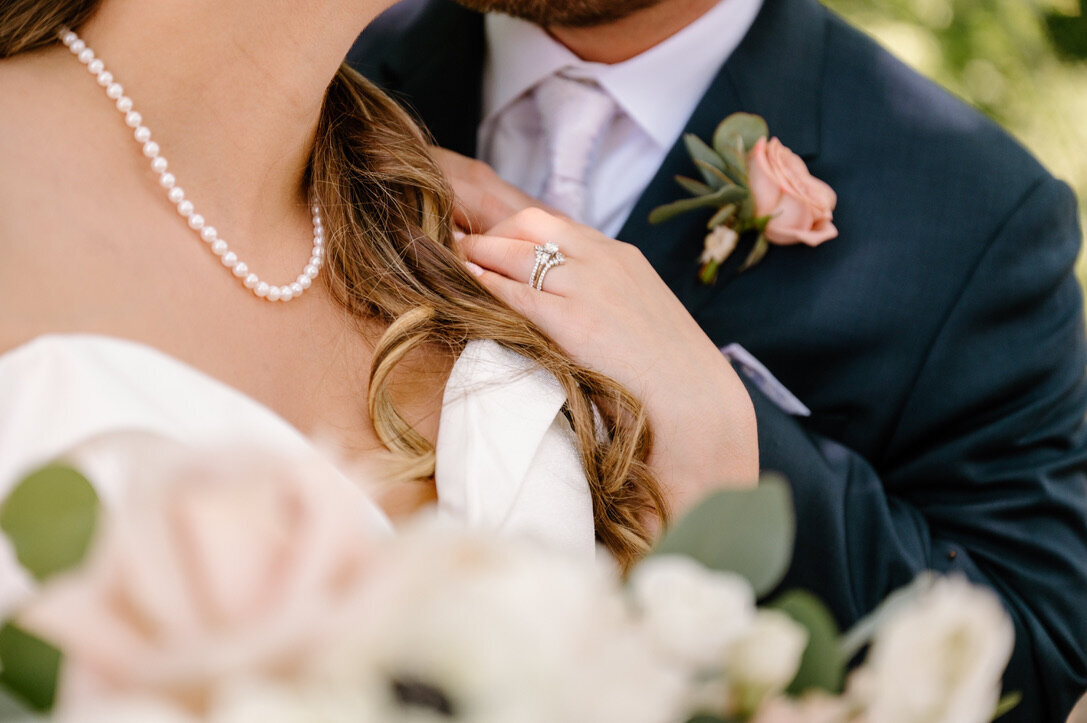 close up bride and groom portrait