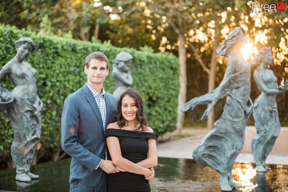 Sculpture Garden Engagement Photos Cerritos Los Angeles County Weddings Professional  Unique Park
