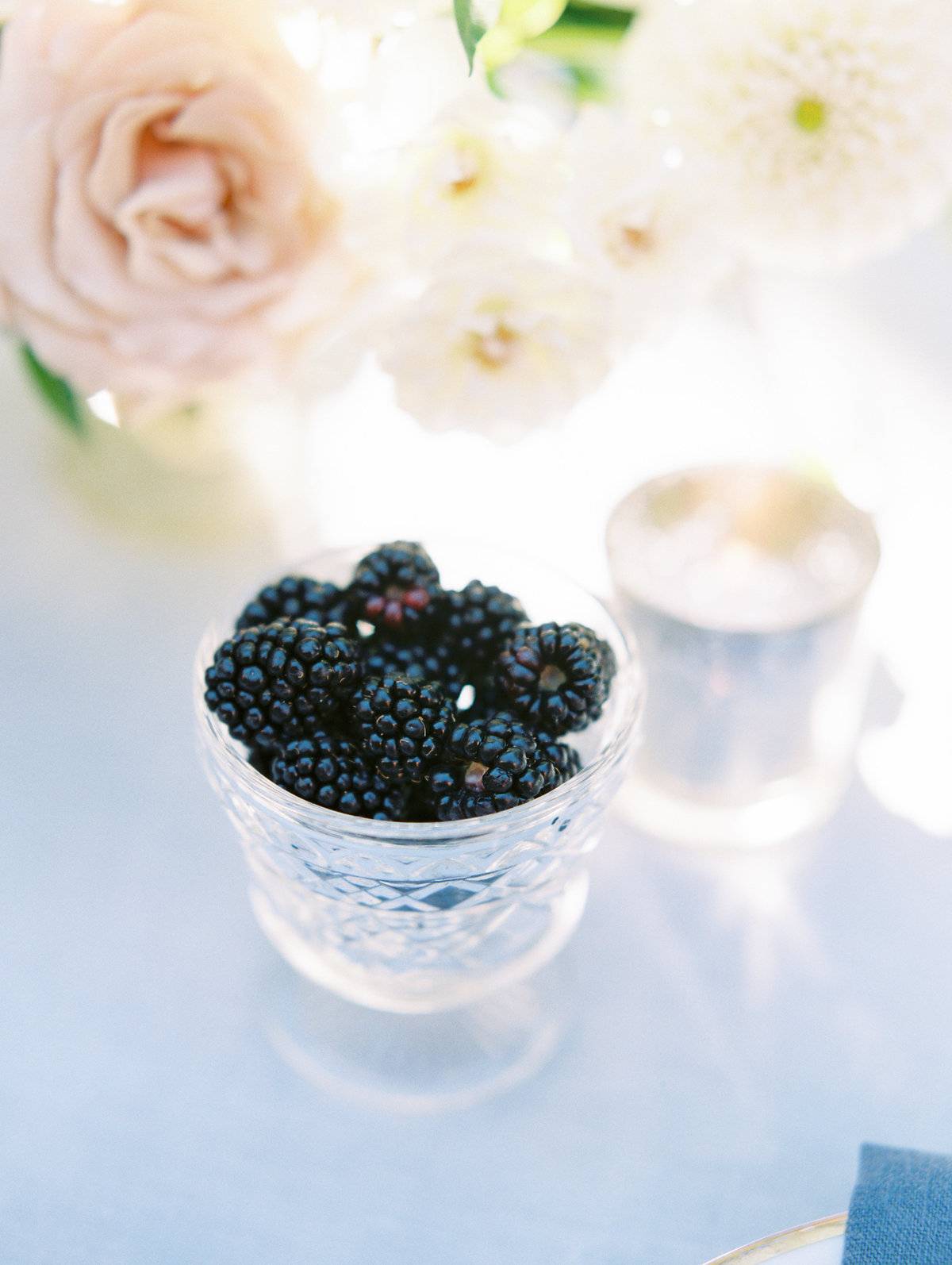 blackberries on the wedding reception table
