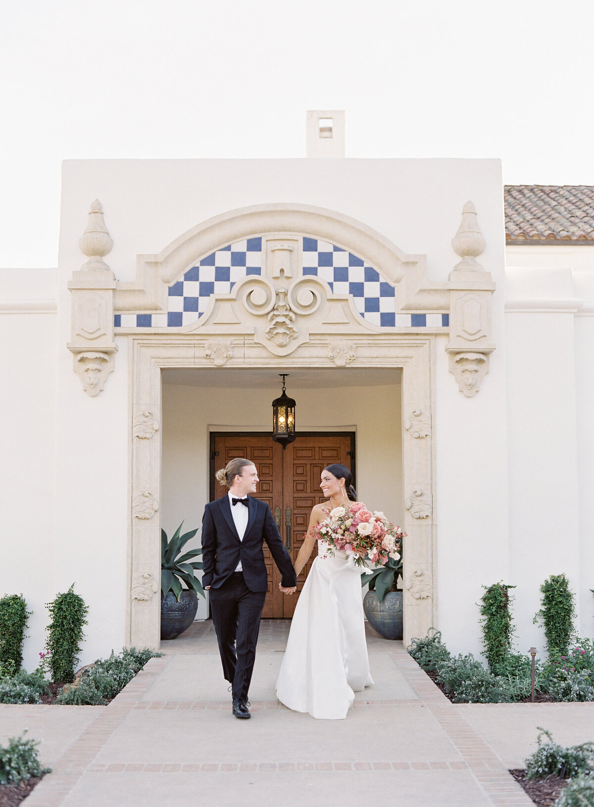 The main entrance for a Wedding at Montecito Club in Santa Barbara. Photographed by Santa Barbara Wedding Photographers Pinnel Photography.