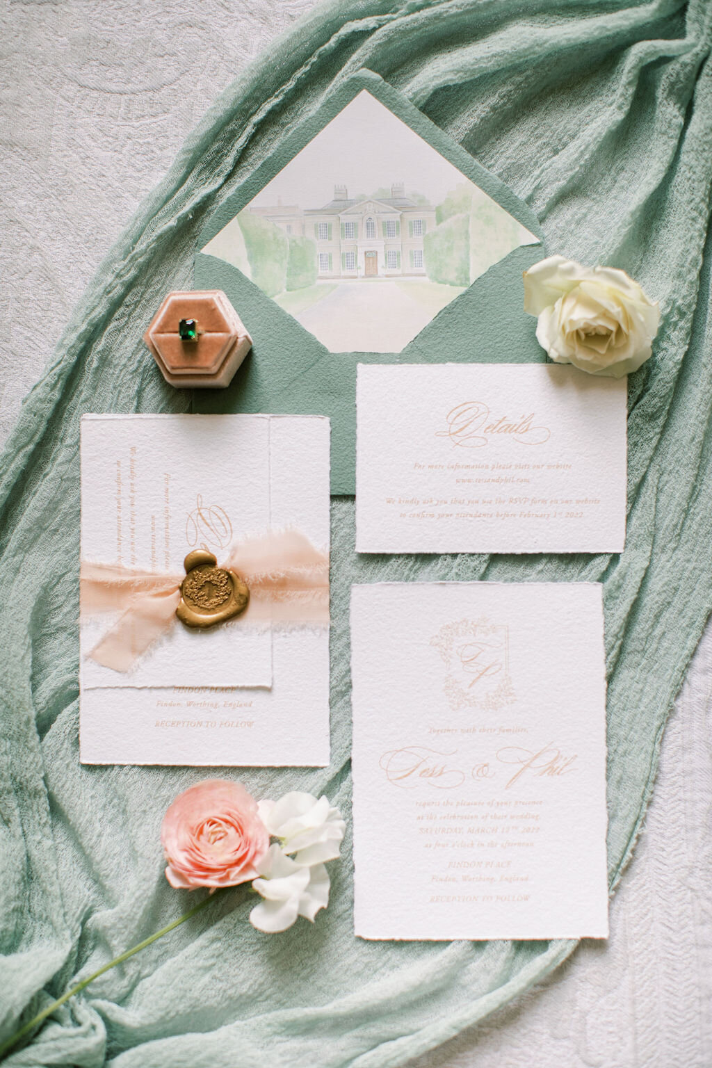 Wedding stationery with watercolour