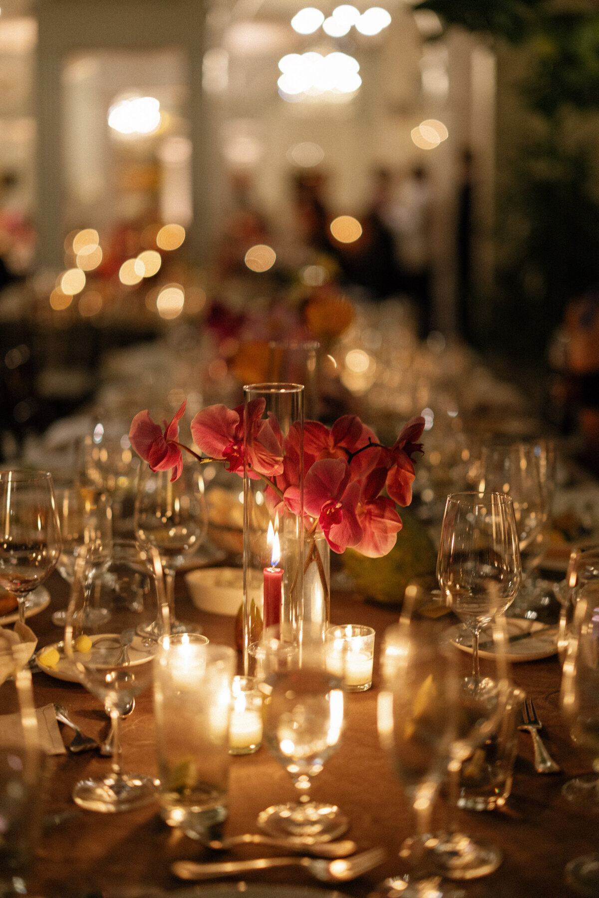candle lit table at night reception
