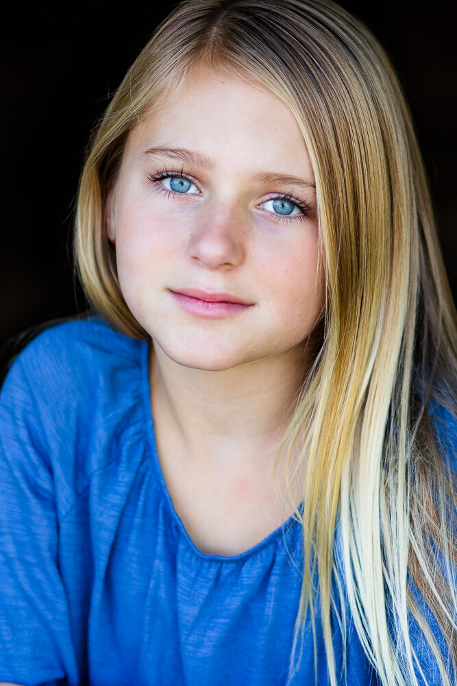 Simple and bold actors headshot of a young child actor in Raleigh, NC