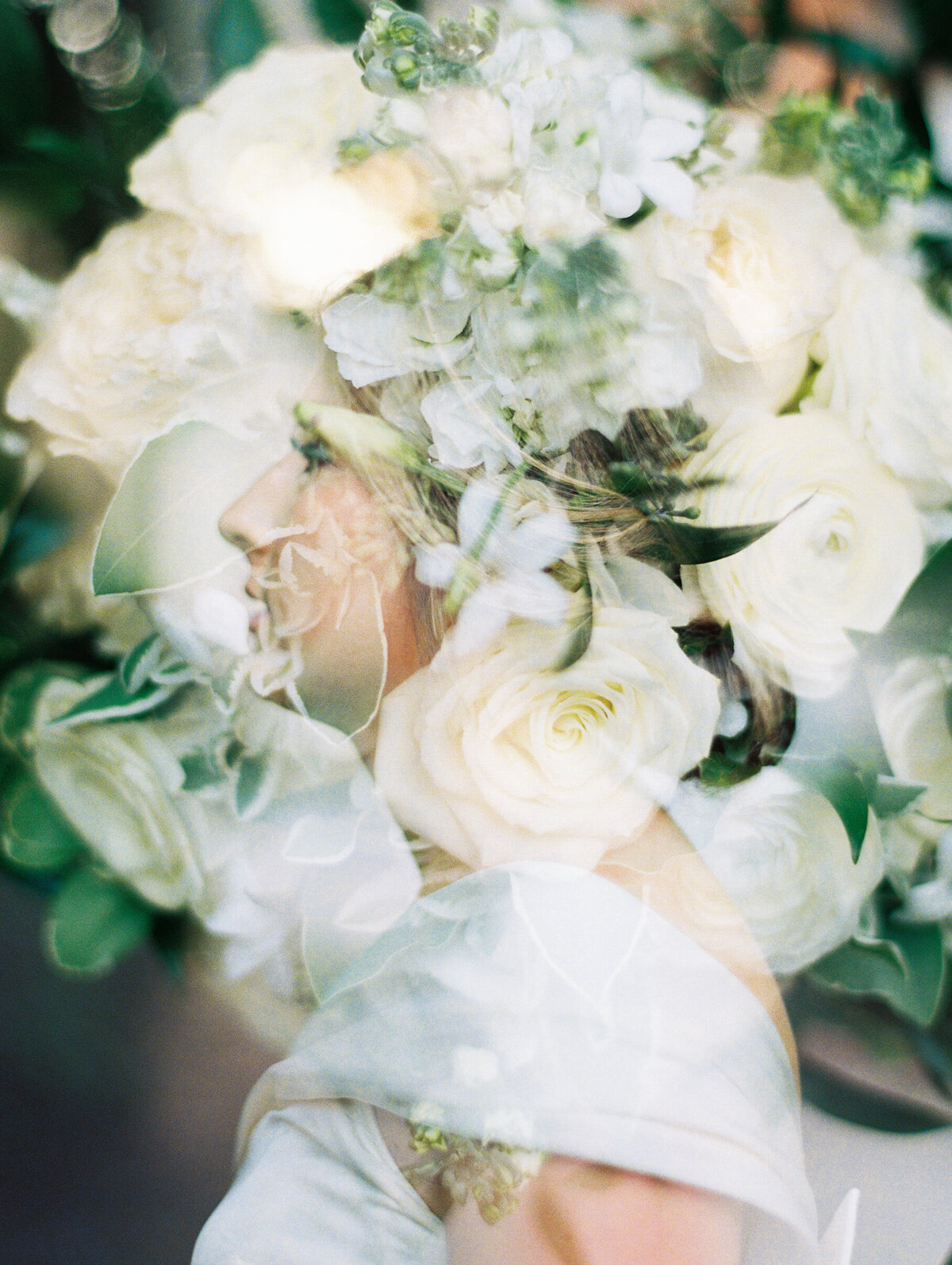 double-exposure-of-bride-and-bouquet
