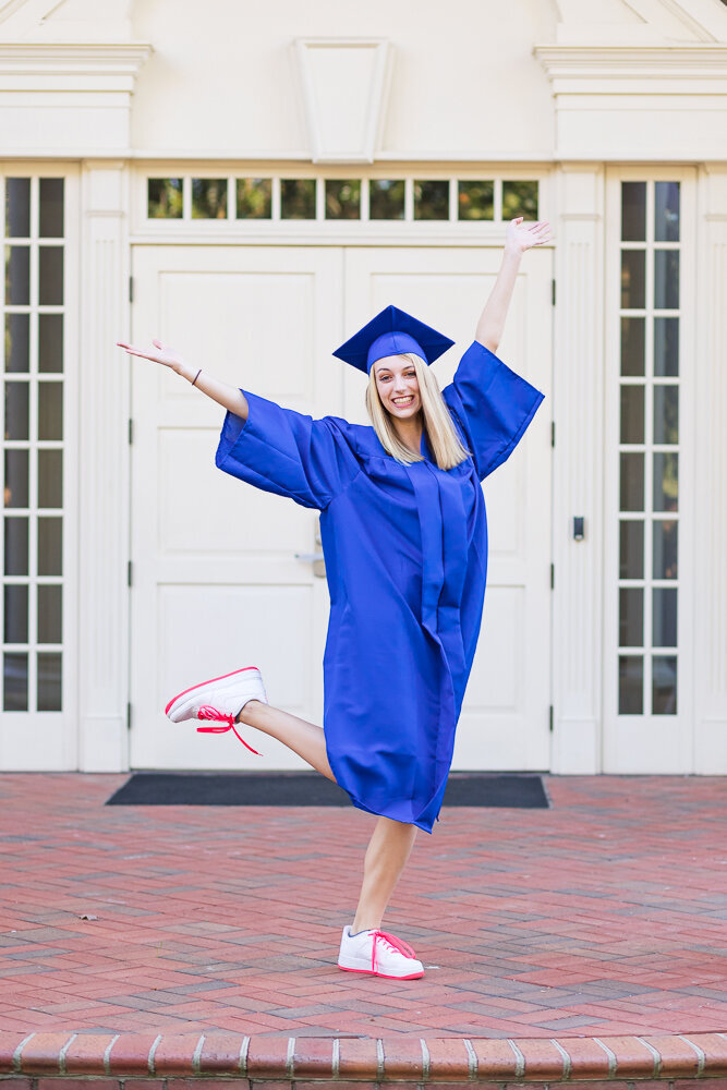 High School graduate cap & gown portrait session in Wake Forest, NC