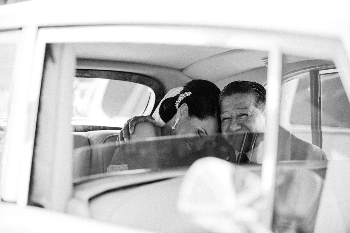sweet moment between father and daughter on a wedding day