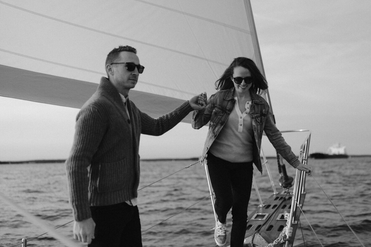 Lifestyle couples photos on a sailboat