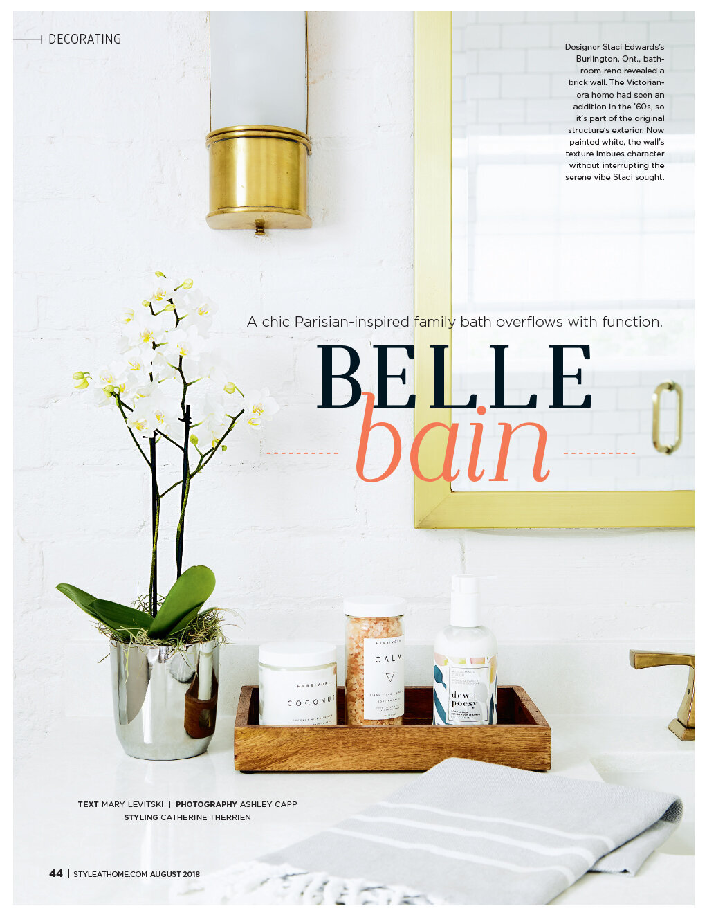 Interior designer's bathroom featured in Style At Home Magazine