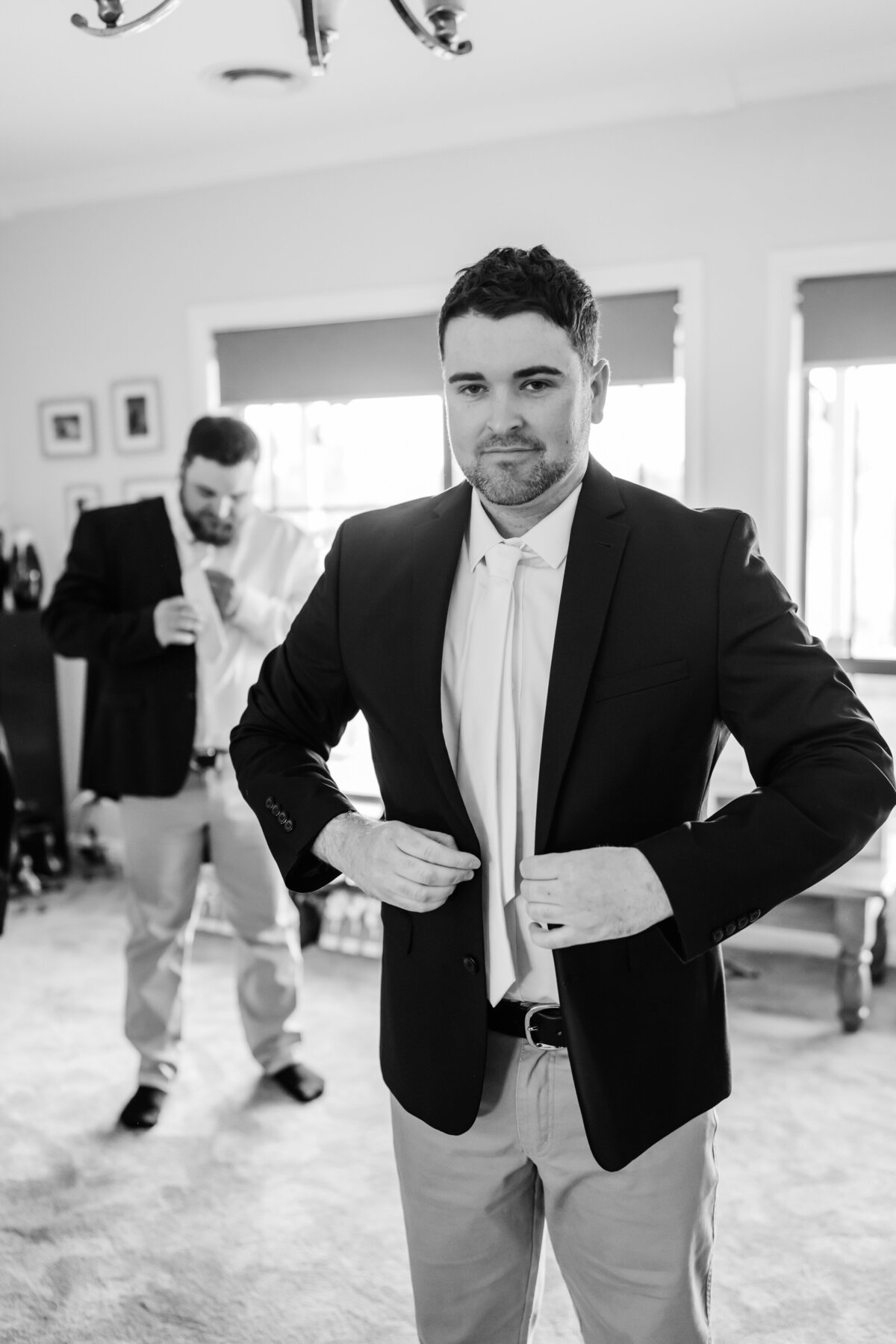 Groom in a suit before egetting married