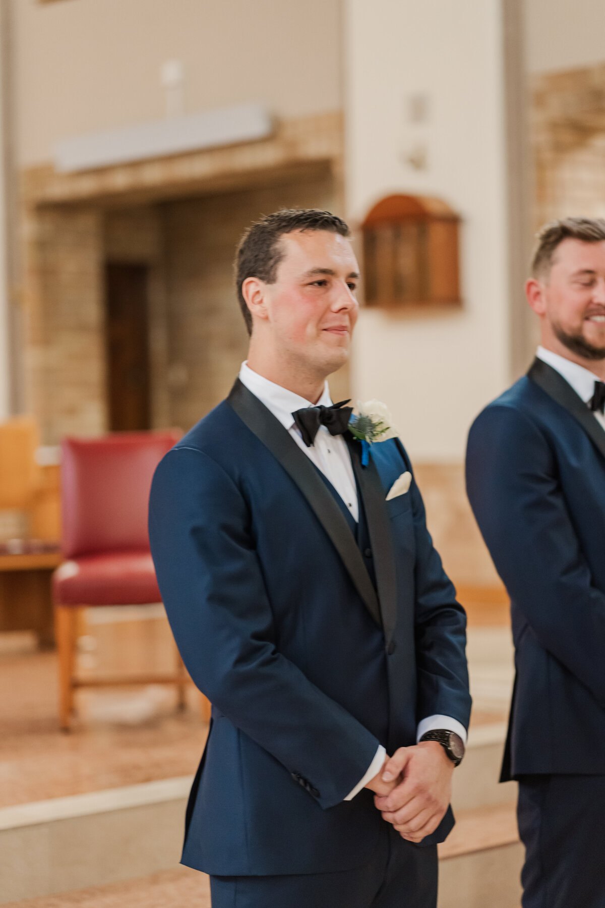 Groom's anticipation at the church