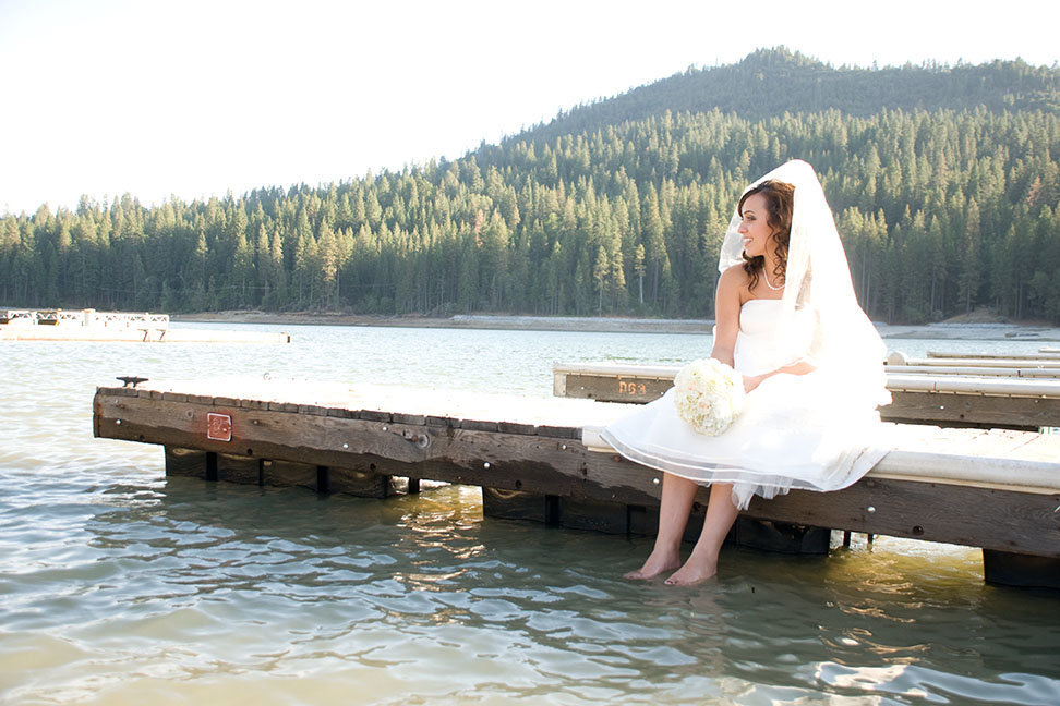 bride at the lake