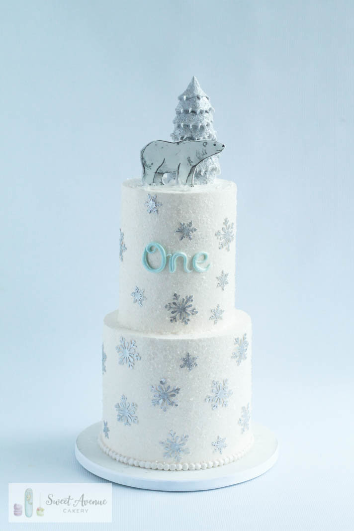 winter wonderland birthday cake, baby shower cake