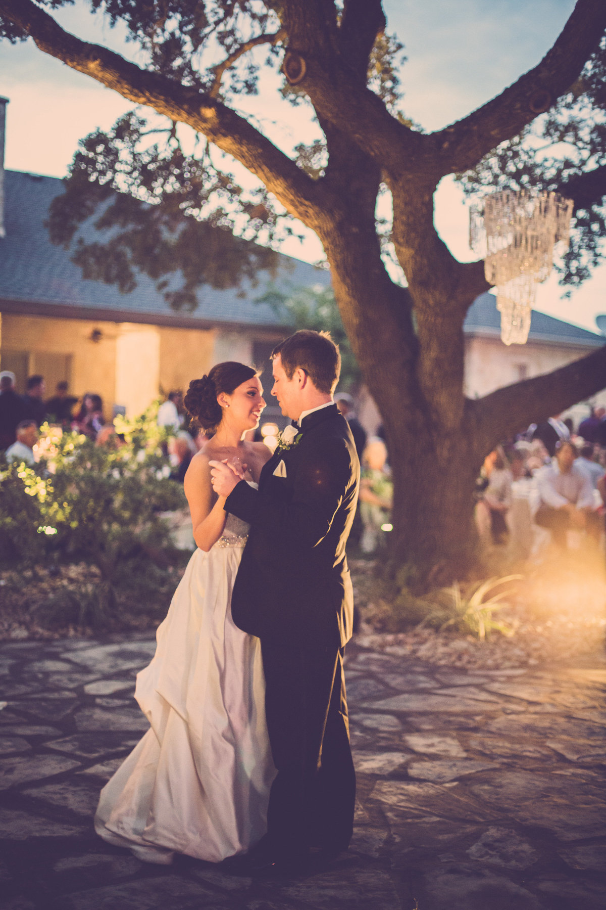 bride and groom wedding first dance outdoors in helotes texas hill country wedding