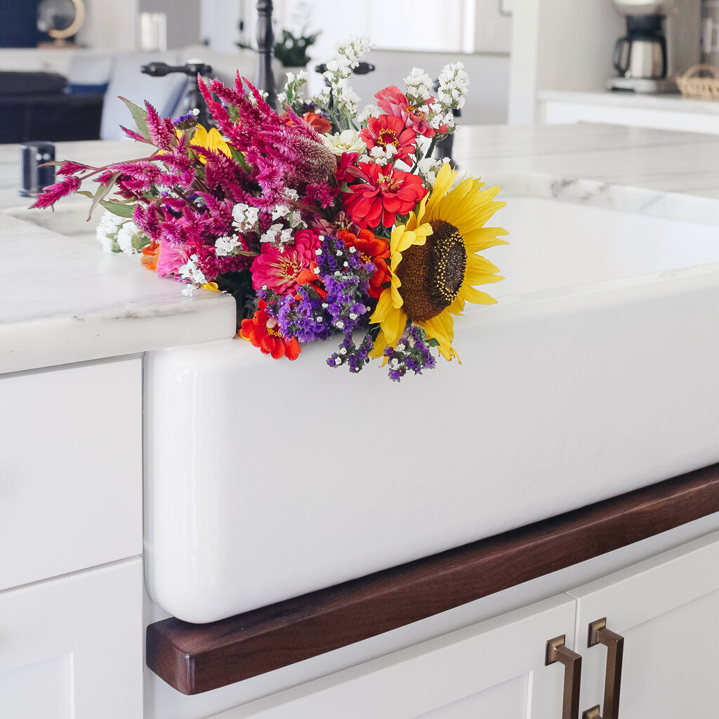 flowers in sink