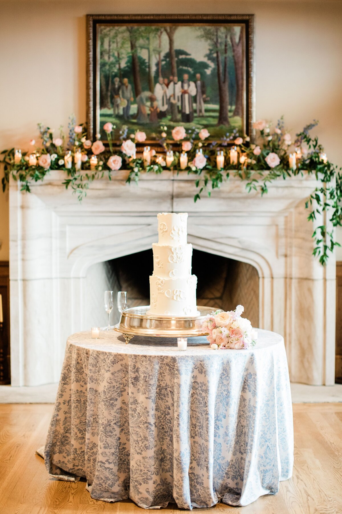 3 tier white wedding cake buttercream flowers elegant cake Sewanee Tennessee