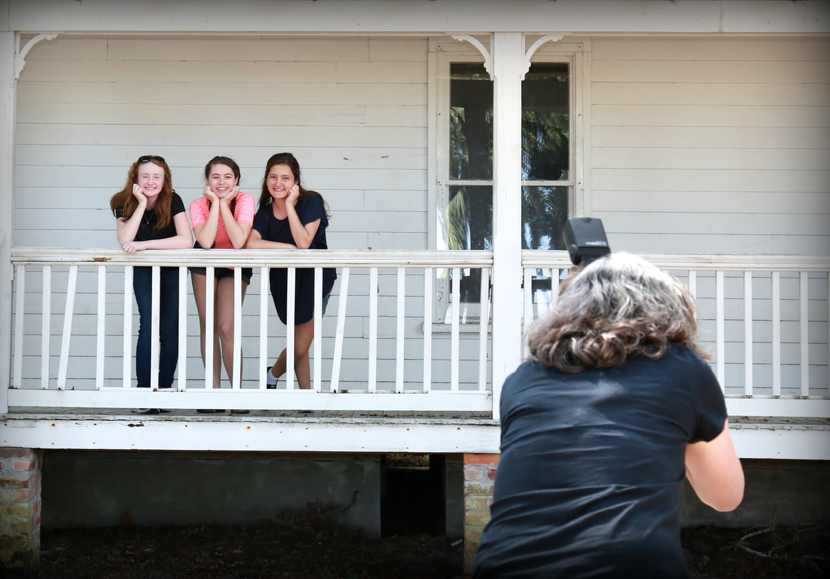 Teen girls on porch