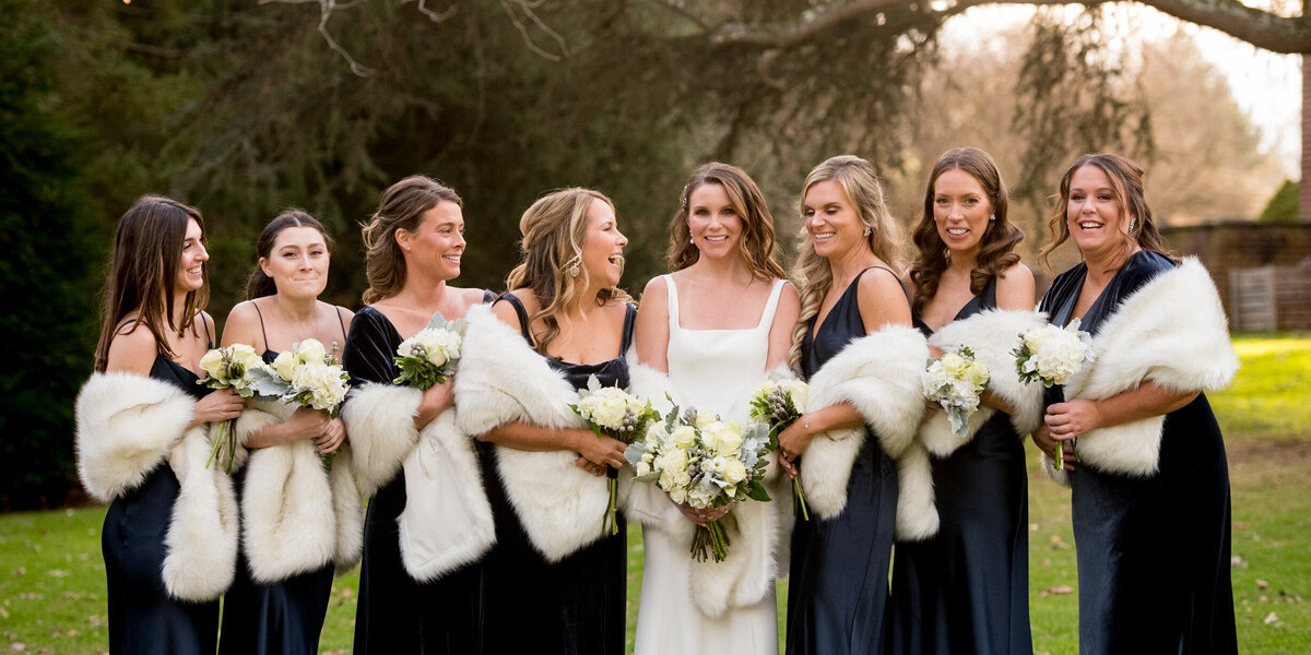 winter bridal party wedding