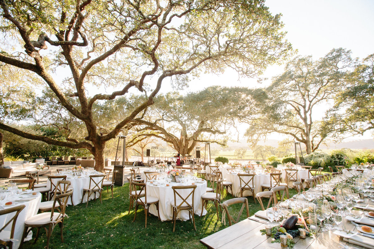 Outdoor wedding reception at Beltane Ranch in Sonoma.