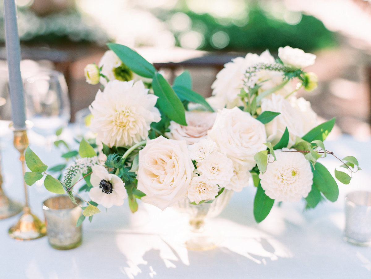 film photography of a floral centerpiece