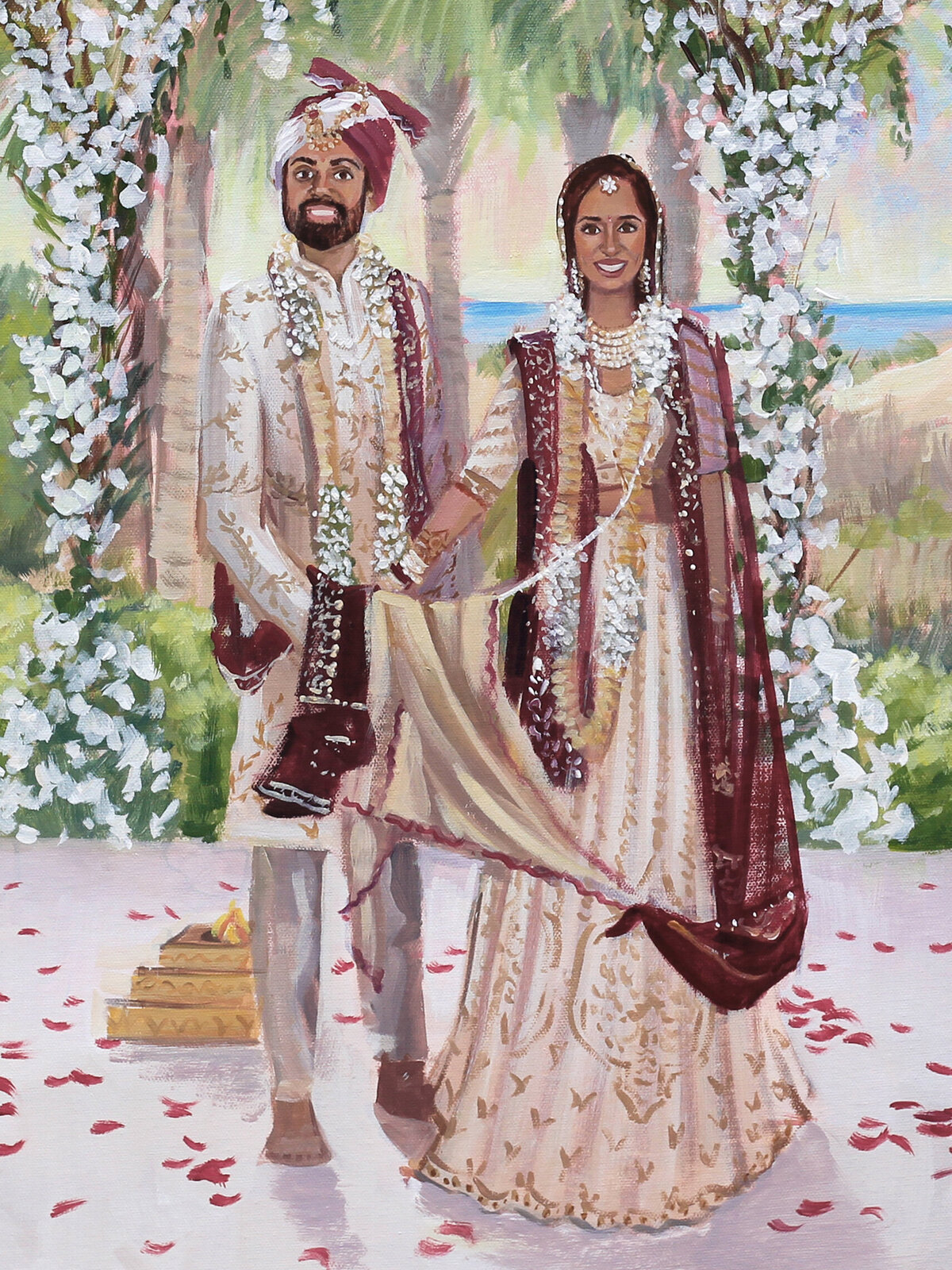 Live Wedding Paintings by Ben Keys | Neel and Priya, Jekyll Island Convention Center, Jekyll Island, GA, Indian Wedding detail