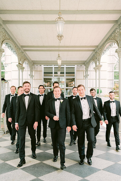 Groom with groomsmen at Hotel Crescent Court, Dallas