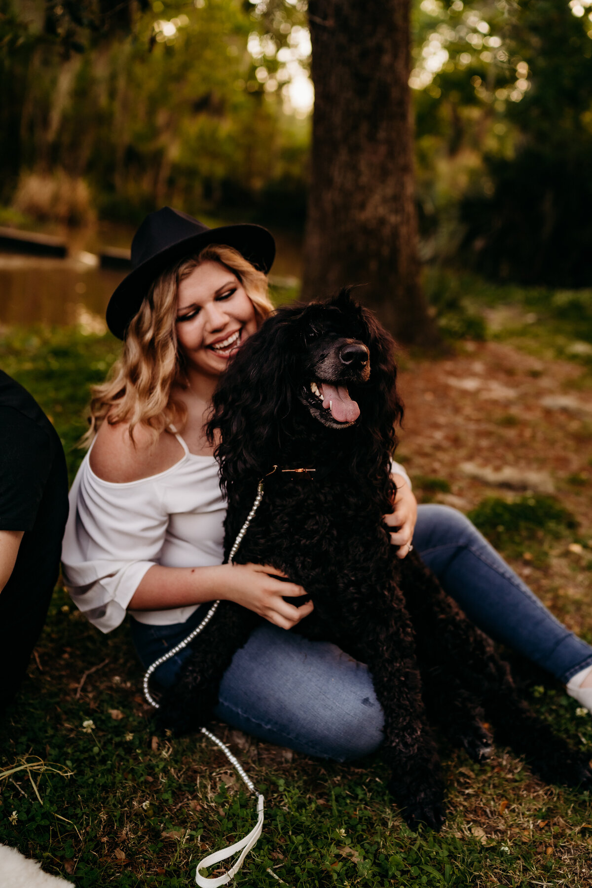 Engagement photo with dogs in Abbeville, LA