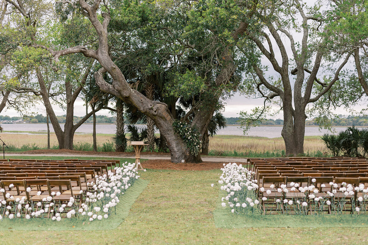 outdoor ceremony under oak tree in Charleston