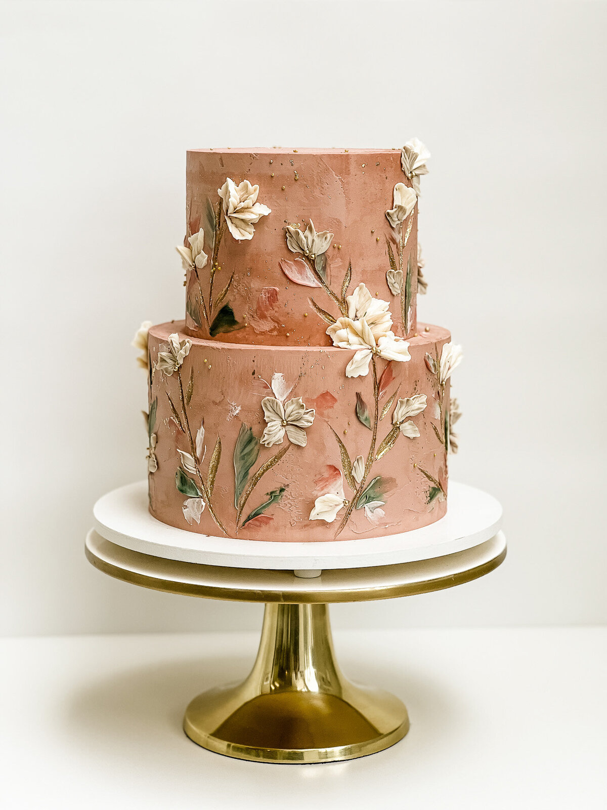 terracotta buttercream flower wedding cake