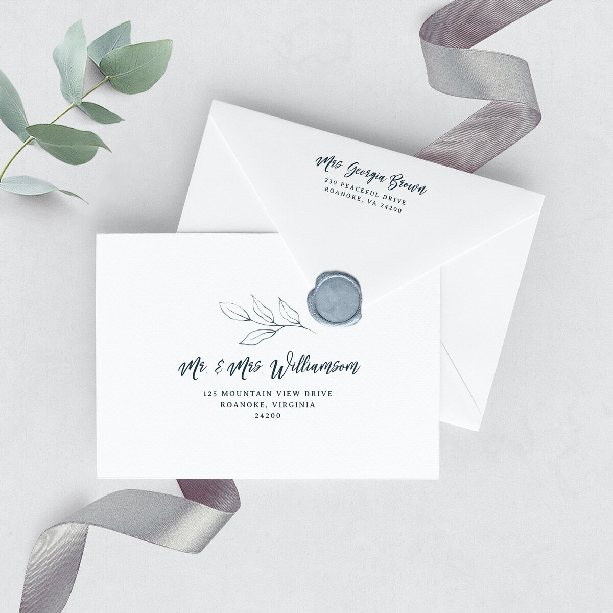 blue wedding envelopes