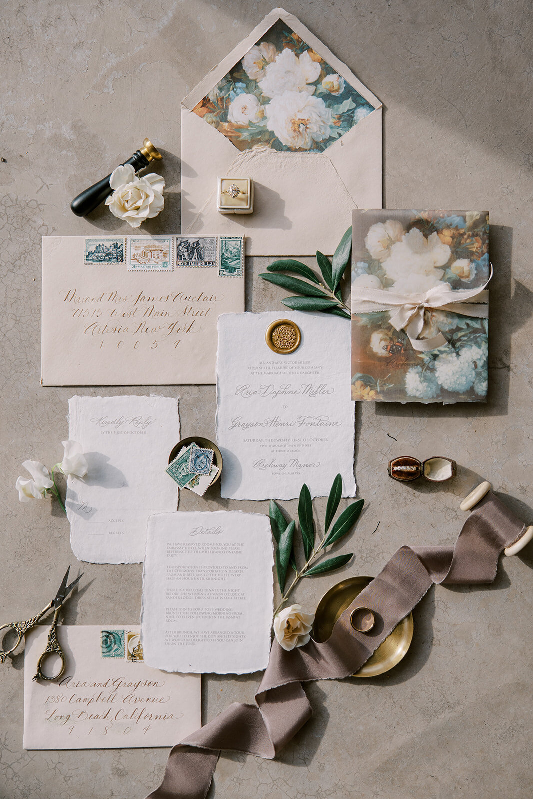 Invitation set and other details at Archway Manor