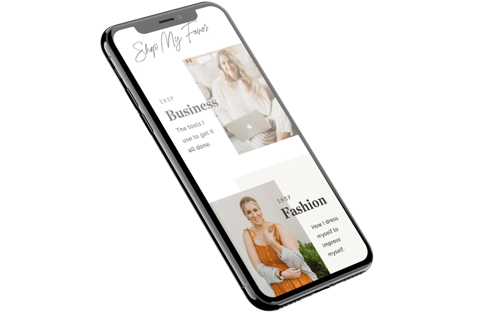 Mobile mockup of Showit Website of Jenna Kutcher