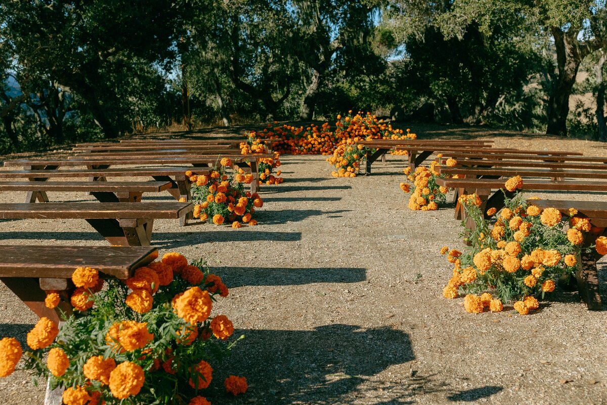 Carmel Valley Wedding Ceremony marigolds