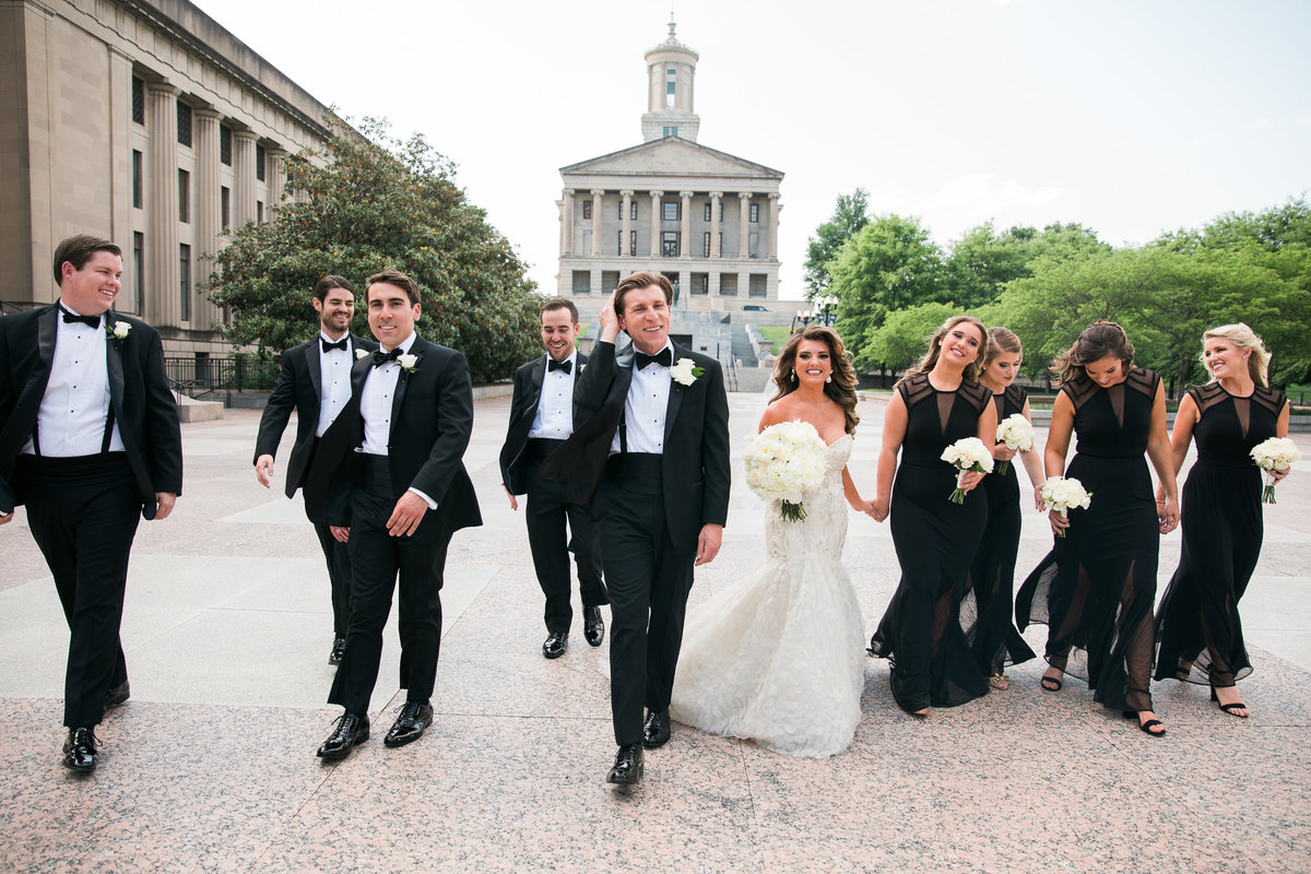 Wedding party at the capital in nashville.