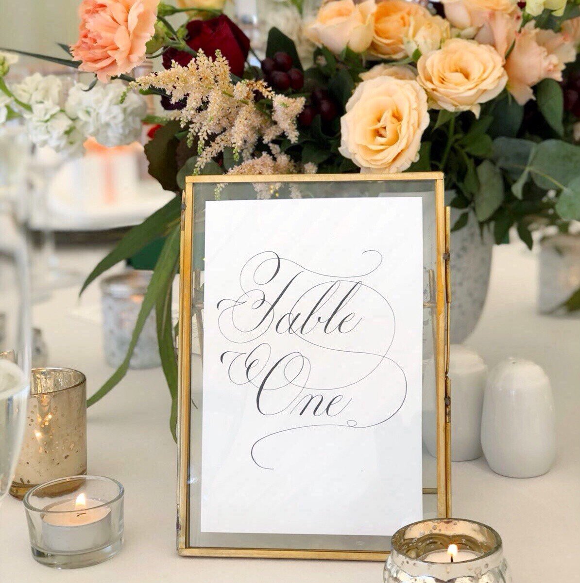 Table Number Sign in Calligraphy