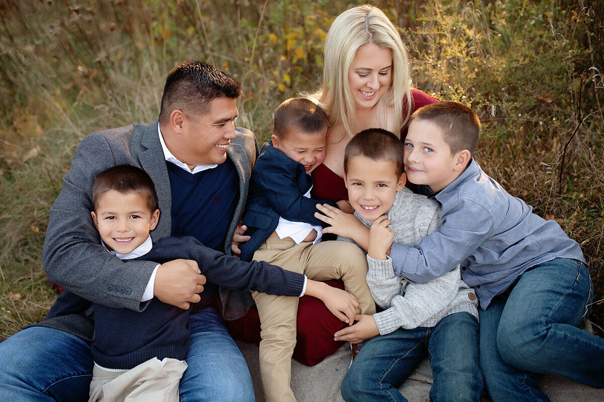 Family session with four little boys and their parents