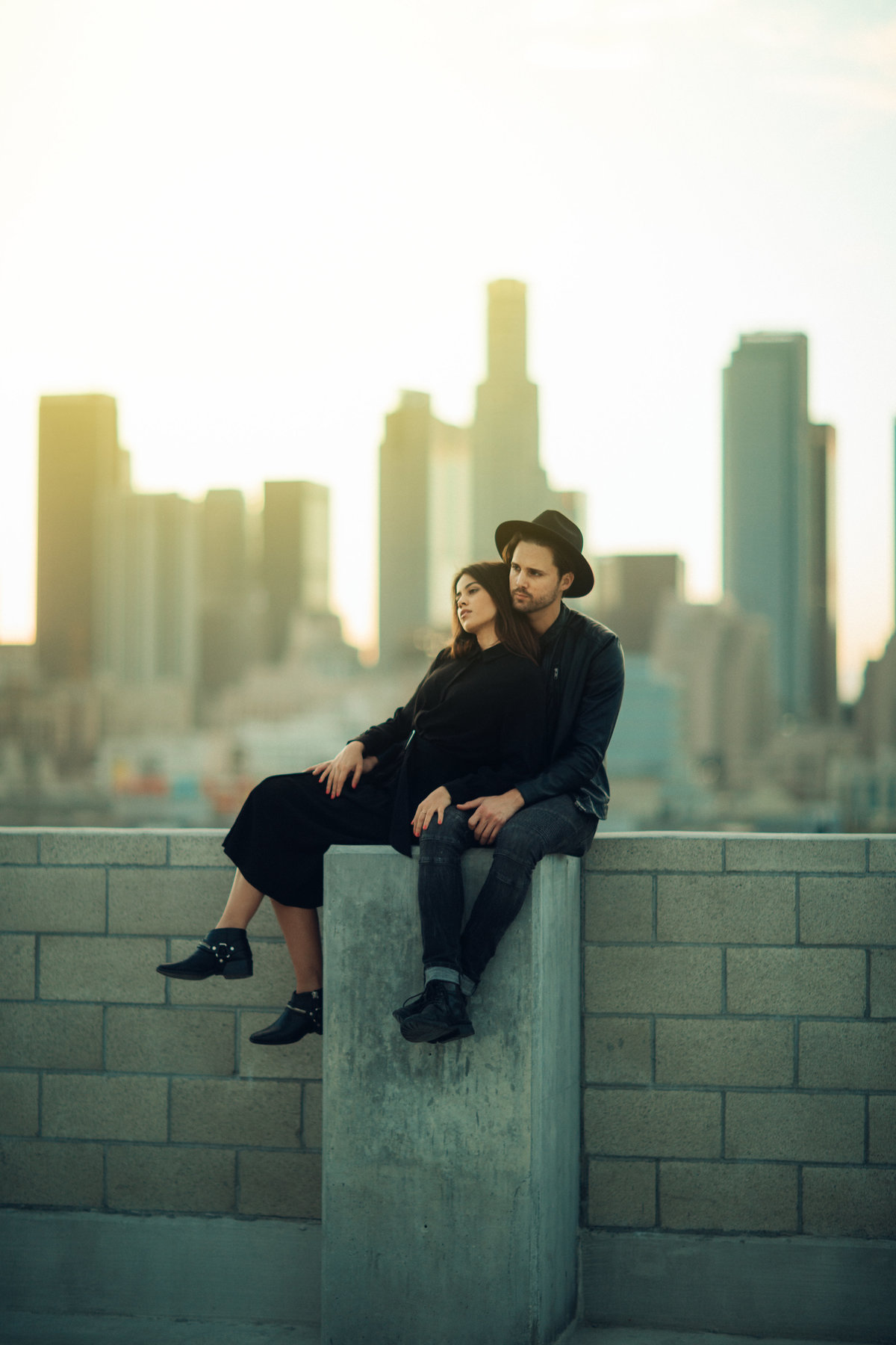 Engagement Photo Of Couple On Top Of Roof
