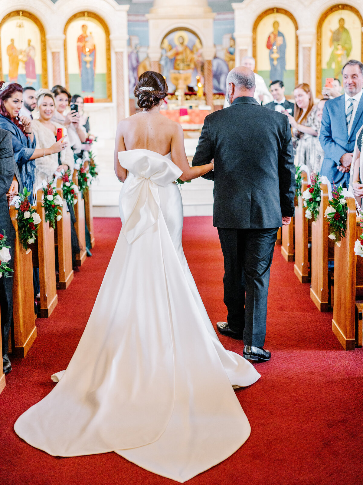 Event-Planning-DC-Wedding-Saint-Peter-&-Paul-Antiochian-Church-Potomac-MD-Anna-&-Mateo-bride-dad-aisle