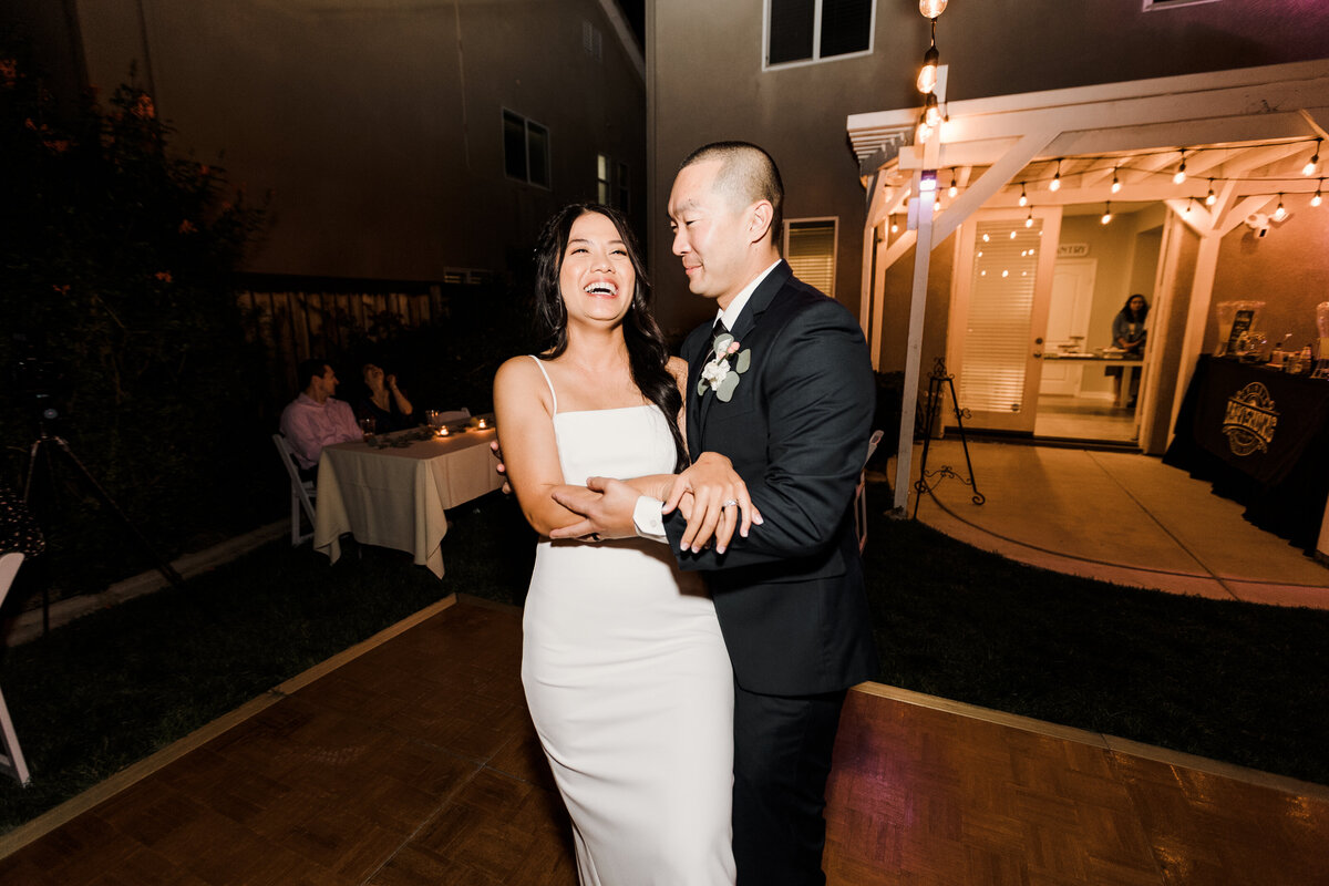 Bride and groom during their first dance at a private wedding in the Inland Empire