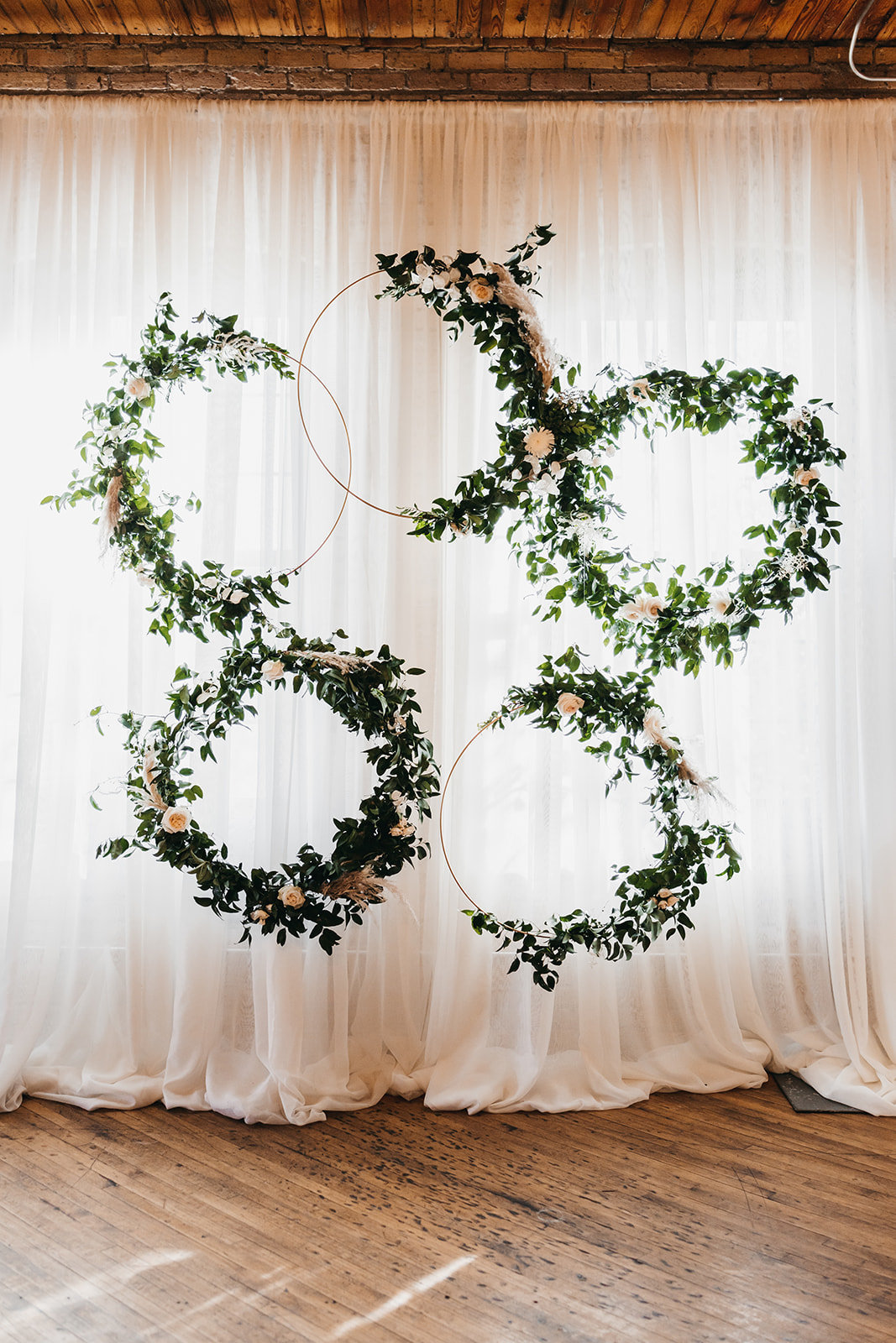 hanging wreaths, studio fleurette, solar arts building wedding minneapolis