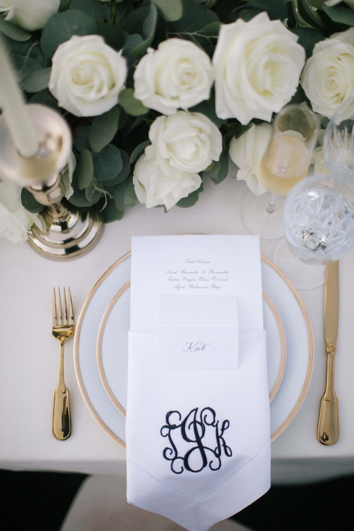 monogram wedding napkin details