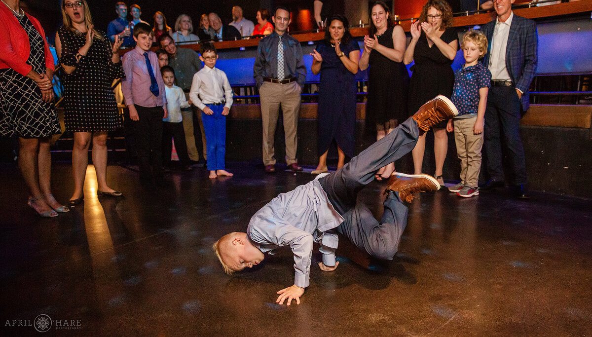 Kid Break Dancing at a Denver Bar Mitzvah Party