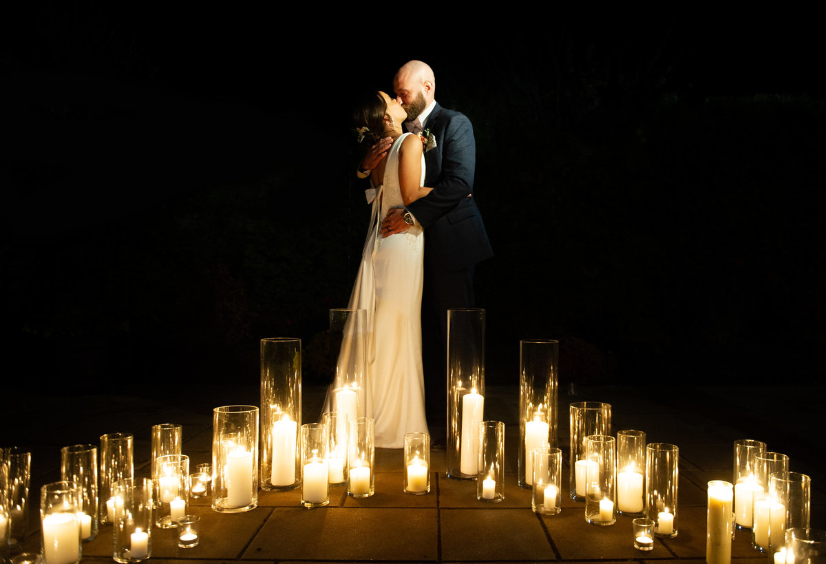 romantic candle lit photo at wedding