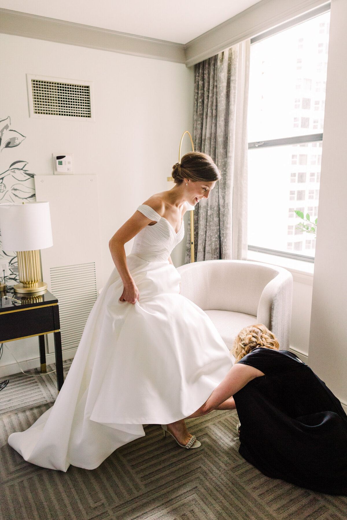 A bride gets ready on her wedding day