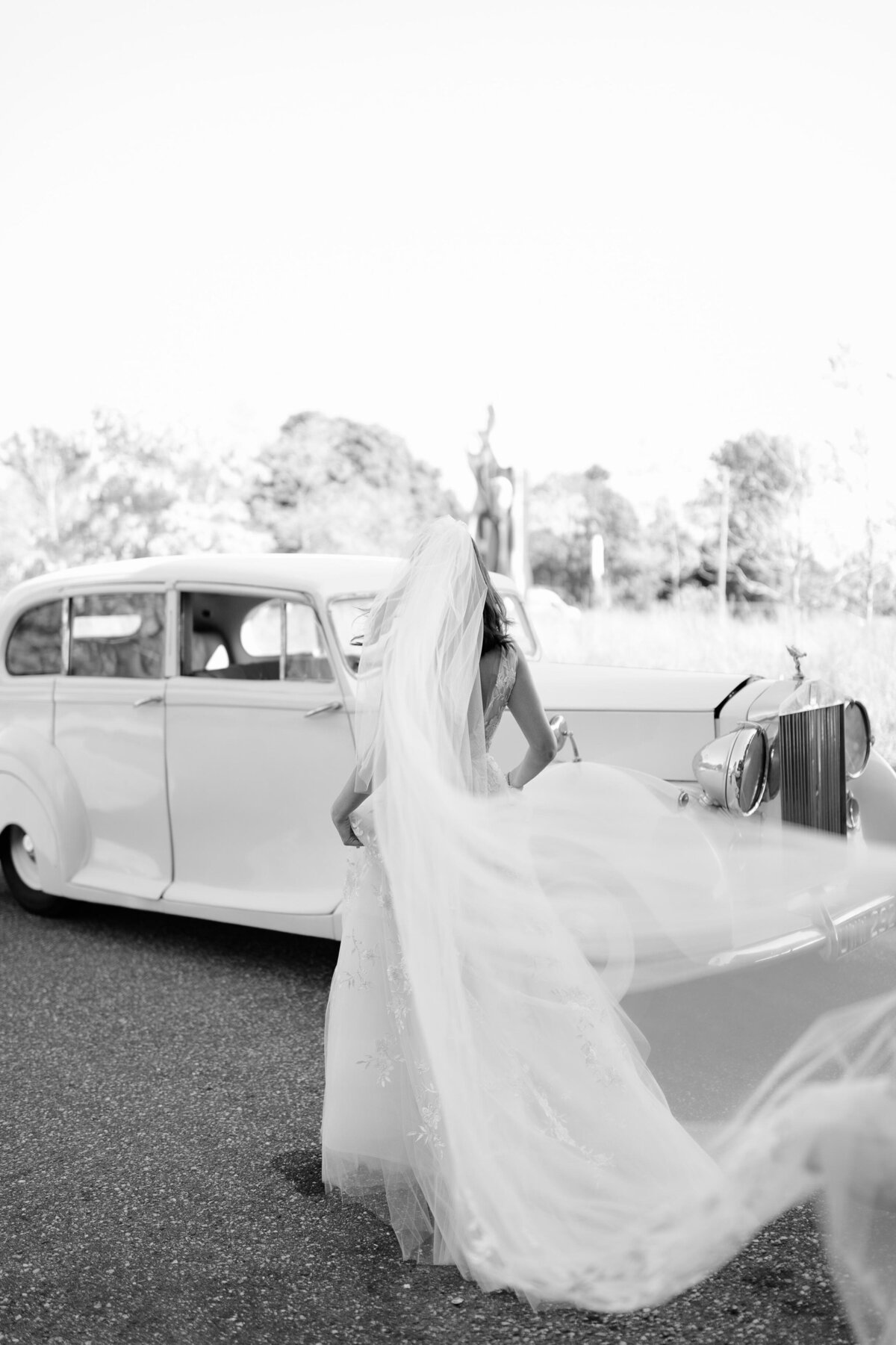 Bride Getting Into Car