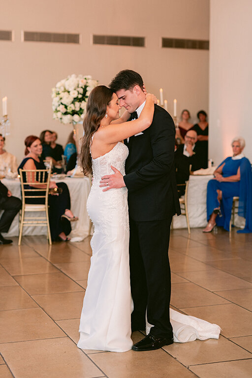 Bride and groom first dance at luxury wedding at The Olana, Dallas