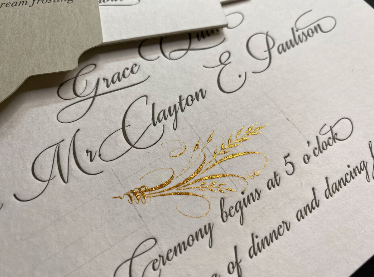 Custom calligraphy in a wedding invitation