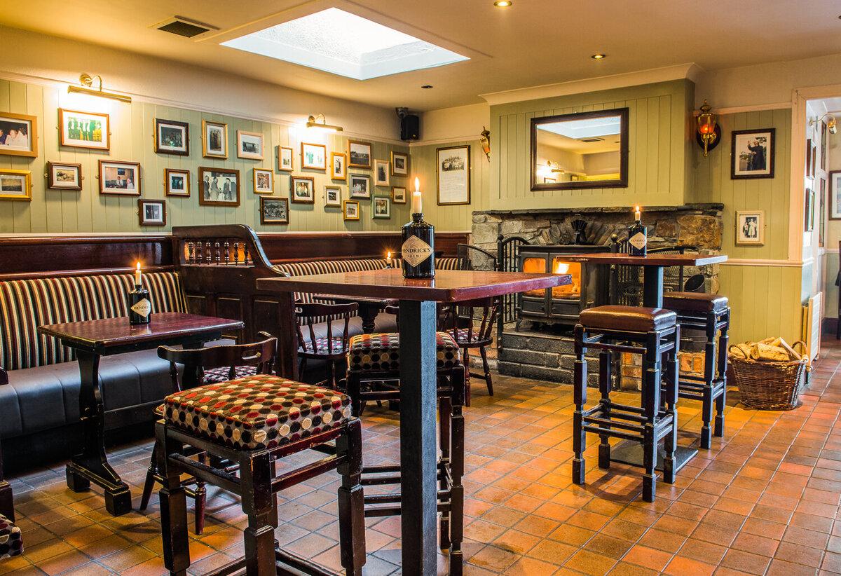 Cosy interior of Irish pub  with open fire in Tralee