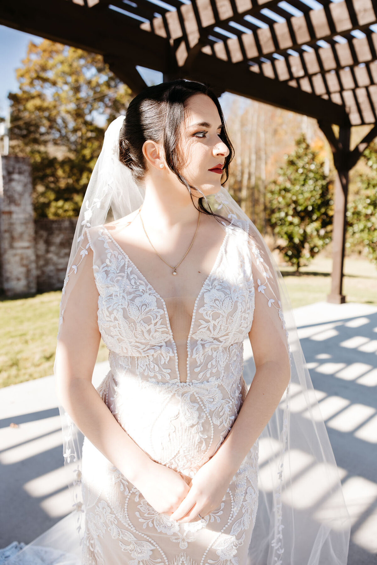 bridal photo taken outside