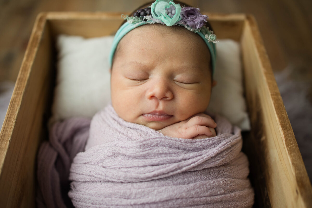 Newborn Baby Girl with Blue Headband