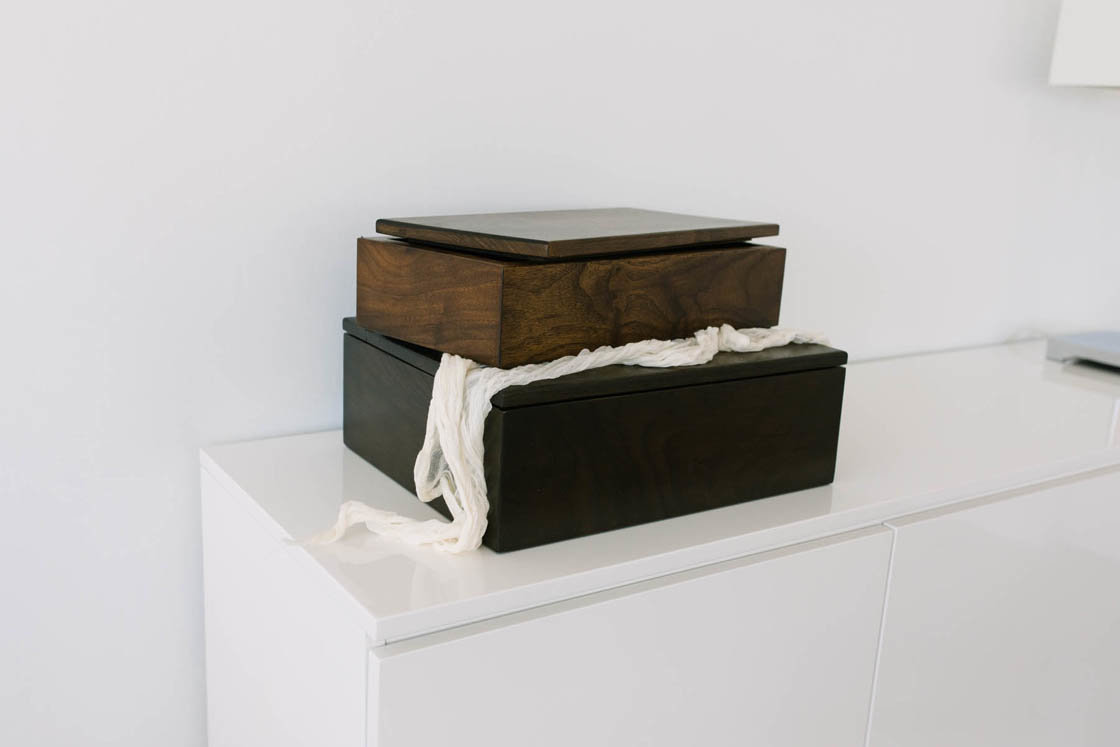 walnut heirloom boxes are some of the products Boudoir by Elle offers to her clients